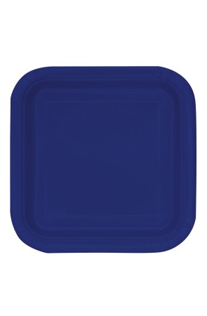 16 platos cuadrados pequeños azul marino (18 cm) - Línea Colores Básicos