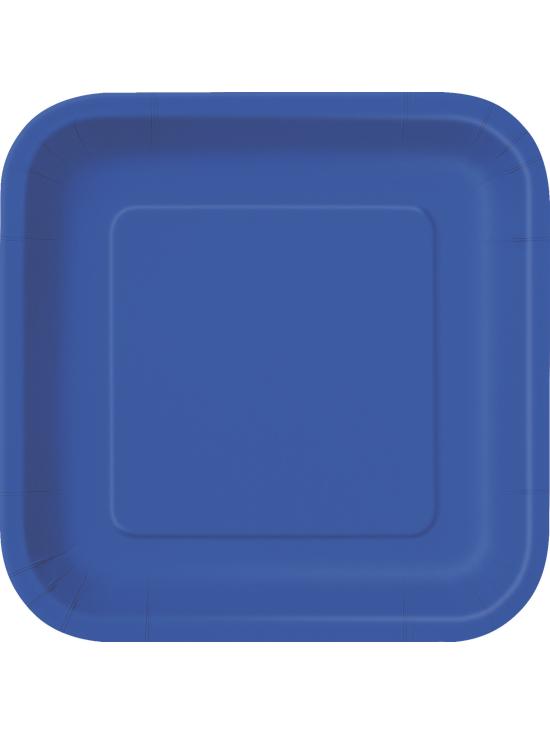 16 platos cuadrados pequeños azul oscuro (18 cm) - Línea Colores Básicos