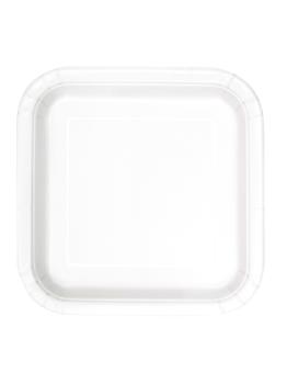 16 platos cuadrados pequeños blancos (18 cm) - Línea Colores Básicos