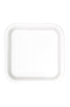 16 platos cuadrados pequeños blancos (18 cm) - Línea Colores Básicos