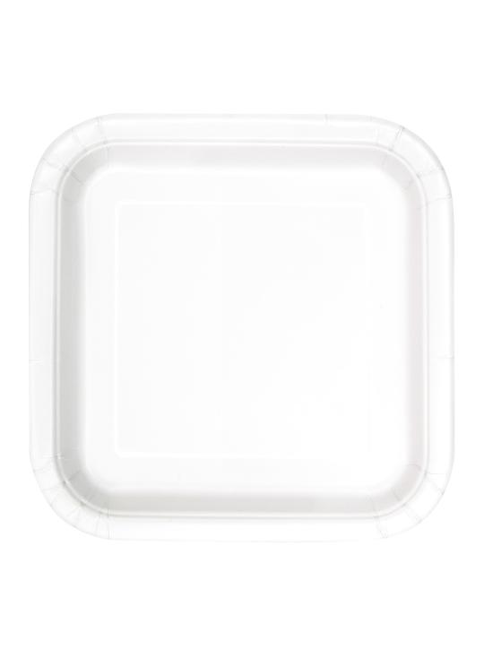 16 platos cuadrados pequeños blancos (18 cm) - Línea Colores Básicos