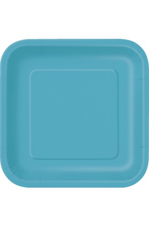 16 platos cuadrados pequeños color aguamarina (18 cm) - Línea Colores Básicos