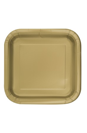 16 platos cuadrados pequeños dorados (18 cm) - Línea Colores Básicos