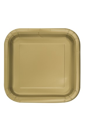 16 platos cuadrados pequeños dorados (18 cm) - Línea Colores Básicos