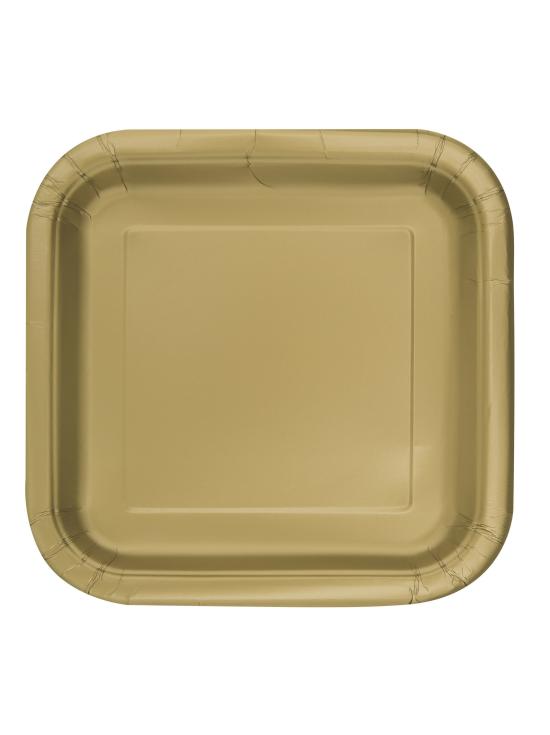 16 platos cuadrados pequeños dorados (18 cm) - Línea Colores Básicos