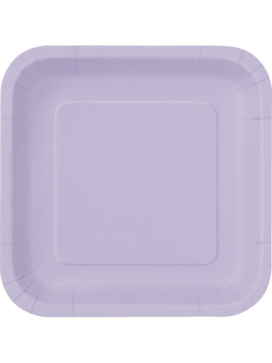 16 platos cuadrados pequeños lilas (18 cm) - Línea Colores Básicos