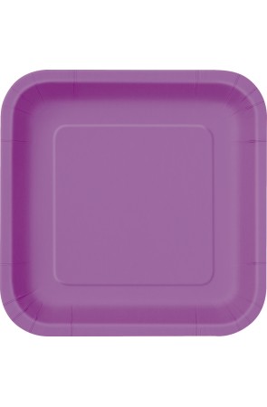 16 platos cuadrados pequeños morados (18 cm) - Línea Colores Básicos