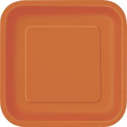16 platos cuadrados pequeños naranjas (18 cm) - Línea Colores Básicos