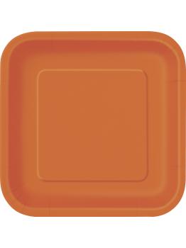 16 platos cuadrados pequeños naranjas (18 cm) - Línea Colores Básicos