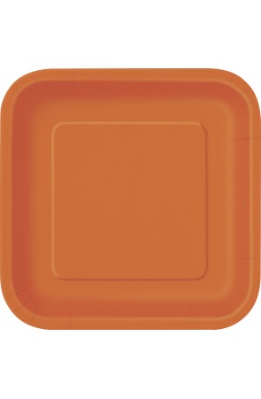 16 platos cuadrados pequeños naranjas (18 cm) - Línea Colores Básicos