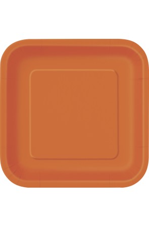 16 platos cuadrados pequeños naranjas (18 cm) - Línea Colores Básicos