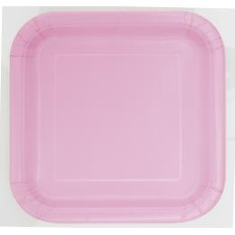 16 platos cuadrados pequeños rosa claro (18 cm) - Línea Colores Básicos