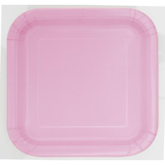 16 platos cuadrados pequeños rosa claro (18 cm) - Línea Colores Básicos