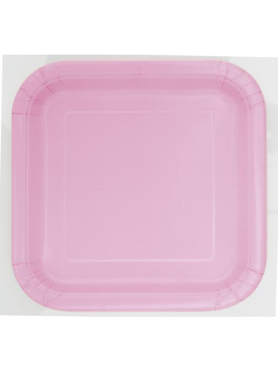 16 platos cuadrados pequeños rosa claro (18 cm) - Línea Colores Básicos