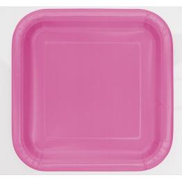 16 platos cuadrados pequeños rosas (18 cm) - Línea Colores Básicos