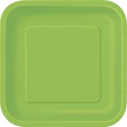 16 platos cuadrados pequeños verde lima (18 cm) - Línea Colores Básicos