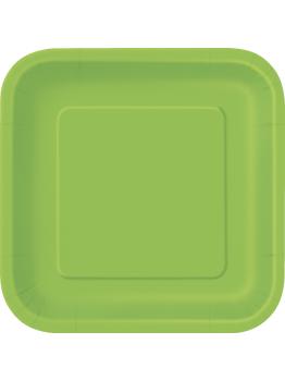 16 platos cuadrados pequeños verde lima (18 cm) - Línea Colores Básicos