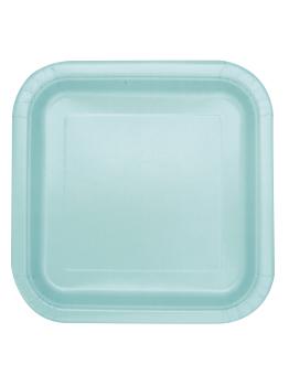 16 platos cuadrados pequeños verde menta (18 cm)