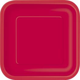 16 platos pequeños cuadrados rojos (18 cm) - Línea Colores Básicos