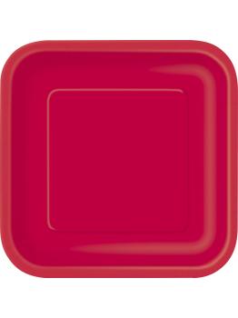16 platos pequeños cuadrados rojos (18 cm) - Línea Colores Básicos