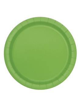 16 platos verde lima (23 cm) - Línea Colores Básicos
