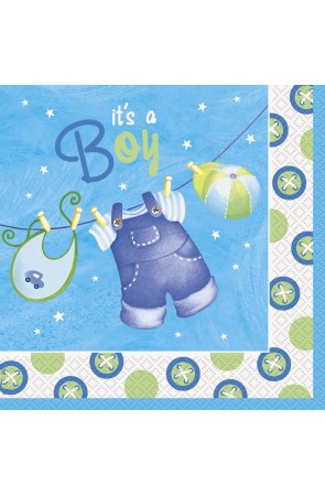 16 servilletas (33x33 cm) - Blue Clothesline Baby Shower