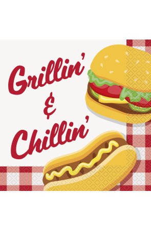 16 servilletas BBQ (33x33 cm) - Grillin' & Chillin'