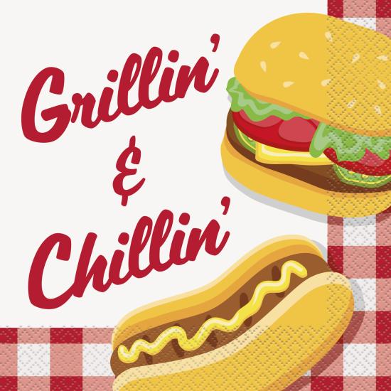 16 servilletas BBQ (33x33 cm) - Grillin' & Chillin' 16 servilletas BBQ (33x33 cm) - Grillin' & Chillin'