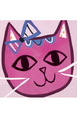 16 servilletas de gatos (33x33 cm) - Gatos rosas