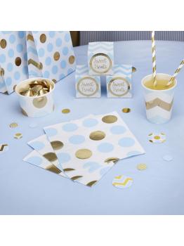 16 servilletas de lunares azules y dorados (33x33 cm) - Pattern Works Blue