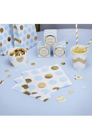 16 servilletas de lunares azules y dorados (33x33 cm) - Pattern Works Blue