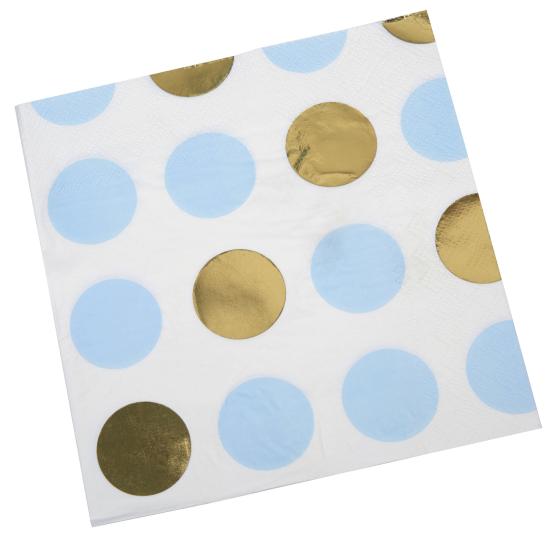 16 servilletas de lunares azules y dorados (33x33 cm) - Pattern Works Blue