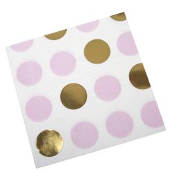 16 servilletas de lunares rosas y dorados (33x33 cm) - Pattern Works Pink