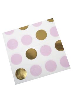 16 servilletas de lunares rosas y dorados (33x33 cm) - Pattern Works Pink