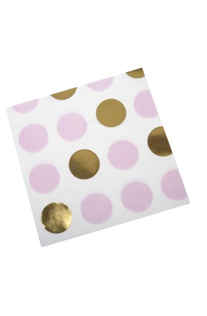 16 servilletas de lunares rosas y dorados (33x33 cm) - Pattern Works Pink