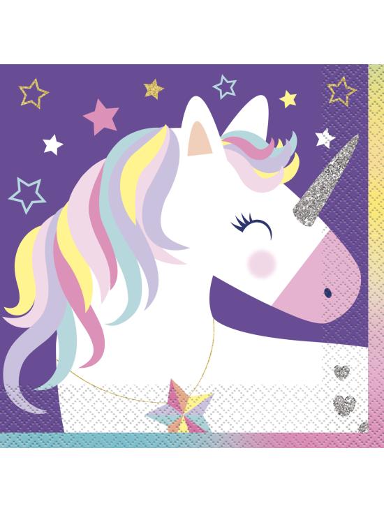 16 servilletas de unicornio - Happy Unicorn