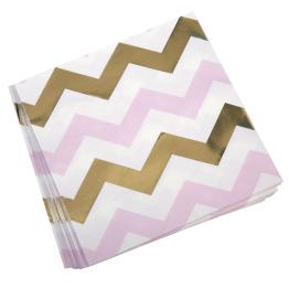 16 servilletas de zigzag rosa y dorado (33x33 cm) - Pattern Works Pink