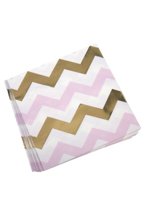 16 servilletas de zigzag rosa y dorado (33x33 cm) - Pattern Works Pink