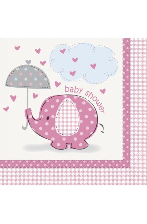 16 servilletas rosas (33x33 cm) - Umbrellaphants Pink