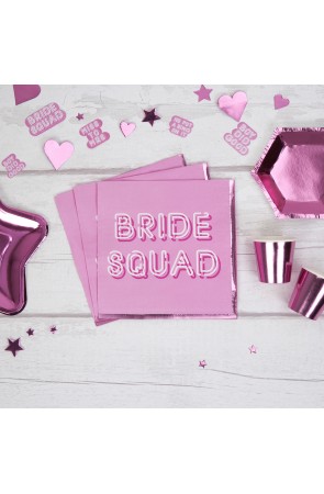 16 servilletas rosas de papel (33x33 cm) - Bride Squad