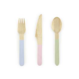 18 cubiertos multicolor pastel de madera - Pastelove Collection