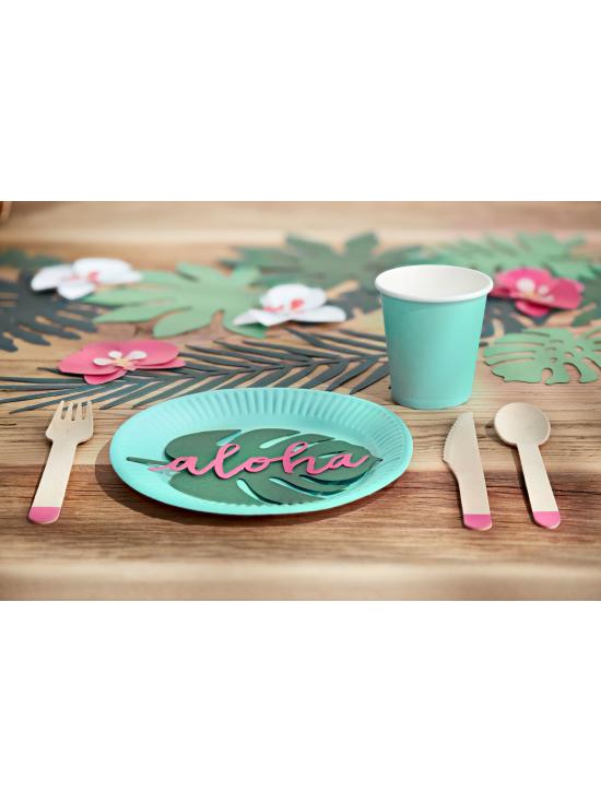 18 cubiertos rosas de madera (16cm) - Aloha Turquoise