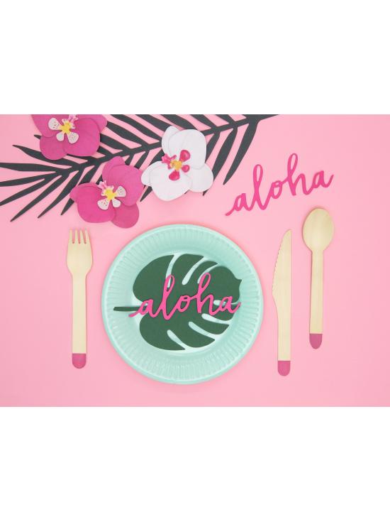 18 cubiertos rosas de madera (16cm) - Aloha Turquoise