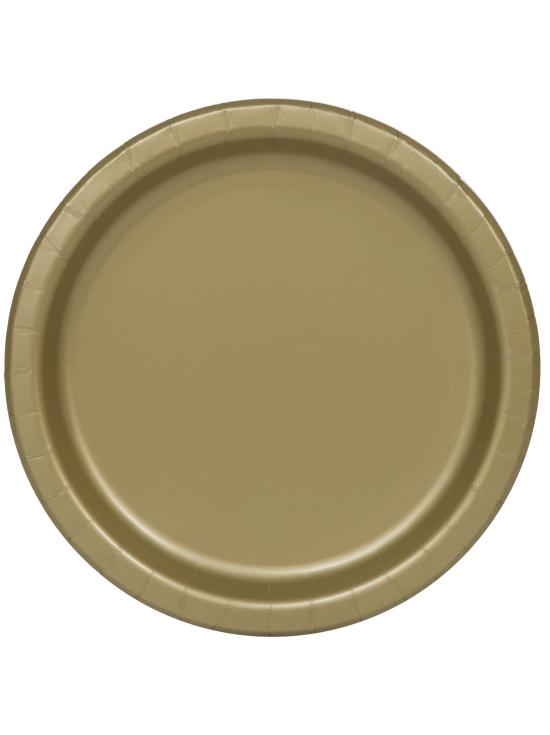 20 platos pequeños dorados (18 cm) - Línea Colores Básicos