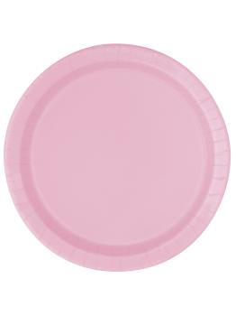 20 platos pequeños rosa claro (18 cm) - Línea Colores Básicos