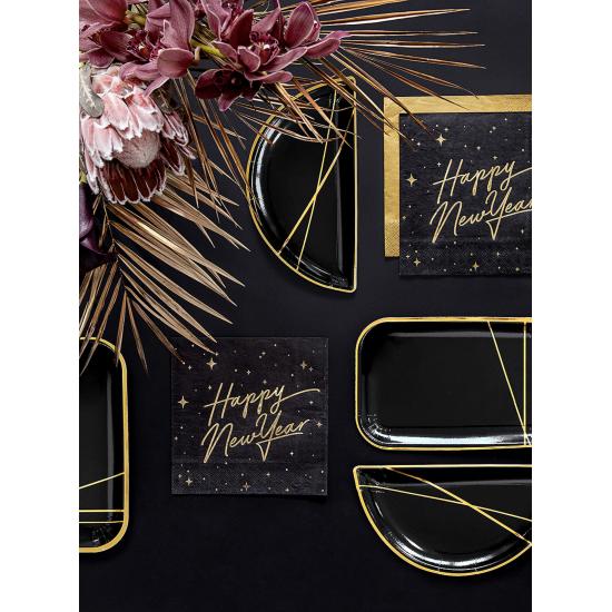 20 servilletas Fin de Año Happy New Year negras y doradas (33 x 33 cm) - New Year's Eve Collection
