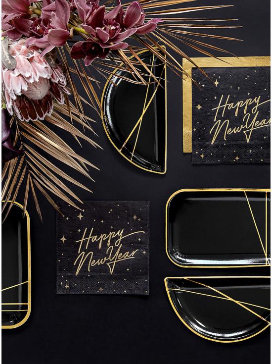 20 servilletas Fin de Año Happy New Year negras y doradas (33 x 33 cm) - New Year's Eve Collection