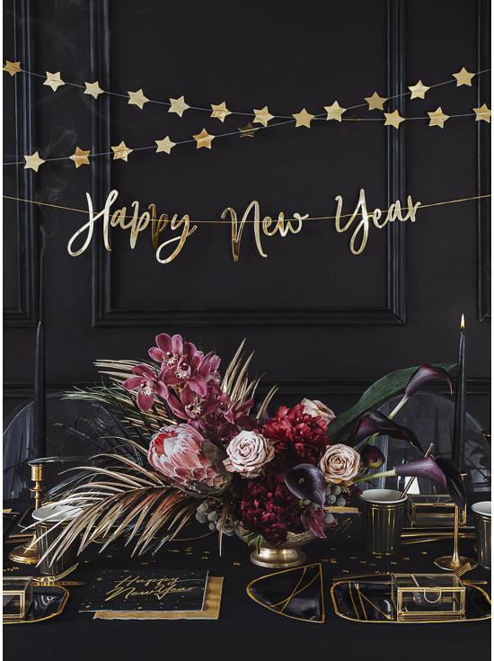 20 servilletas Fin de Año Happy New Year negras y doradas (33 x 33 cm) - New Year's Eve Collection
