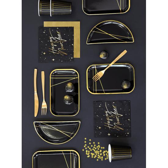 20 servilletas Fin de Año Happy New Year negras y doradas (33 x 33 cm) - New Year's Eve Collection