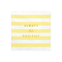 20 servilletas amarillas pastel con estampado "Always be positive" de papel (33x33 cm) - Yummy